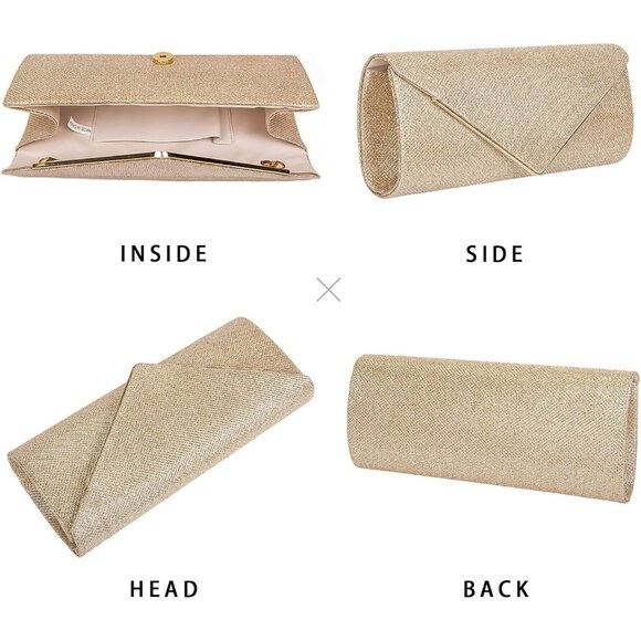 Elegant Sequined Evening Bag with Detachable Chain - Perfect for Any Occasion - Picture 6 of 7